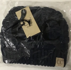 C.C Exclusive Kids Beanie Toque Navy  Knit Acrylic Ski Made Korea - Picture 1 of 4