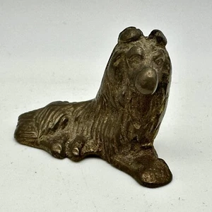 Vintage Miniature Solid Brass Collie Dog Figurine Statue 1.75” L x 1.25” T - Picture 1 of 6