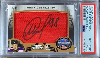 Mikhail Sergachev auto RC Heroes & Prospects 2016 Lightning PSA Encap Game Worn - Image 1 of 3
