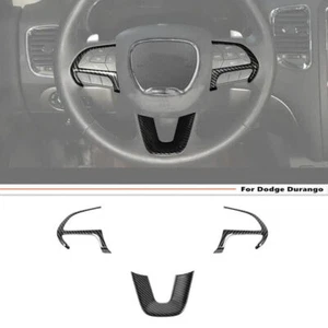 Cubierta interior del volante de fibra de carbono para Dodge Durango 2014-2024 3 piezas - Imagen 1 de 10