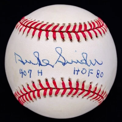 Duke Snider 407 HR's HOF 80 Signed ONL Baseball JSA COA - Image 1 of 3