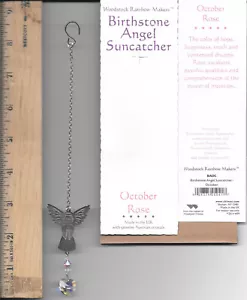 #171 WOODSTOCK CHIMES RAINBOW MAKERS BIRTHSTONE ANGEL SUNCATCHER OCTOBER ROSE - Picture 1 of 1