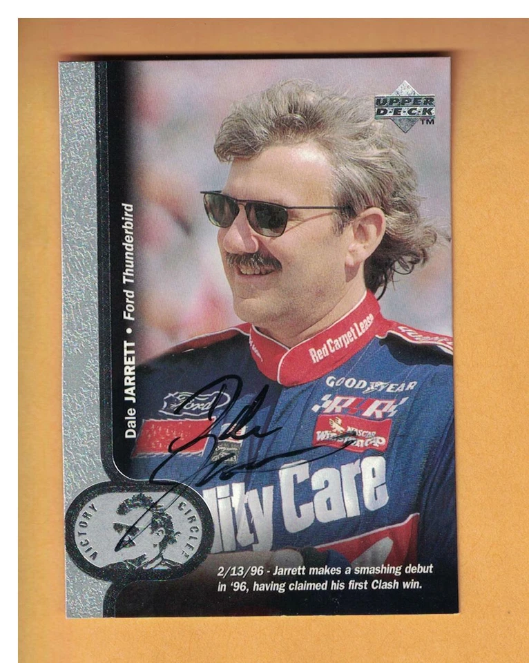 Dale Jarrett AUTOGRAPHED 1996 UPPER DECK RACING CARD SIGNED  - Image 1 of 1
