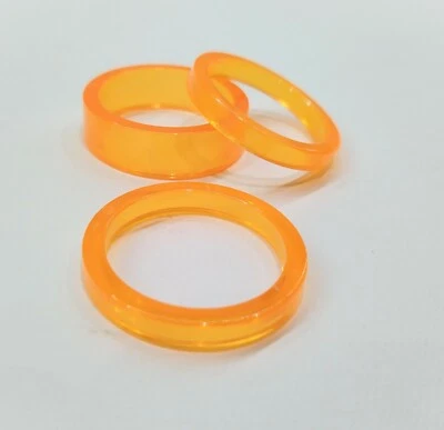 Lot de 3 entretoises casque BMX en nylon super léger - 1 1/8" - ORANGE translucide  - Photo 1/3