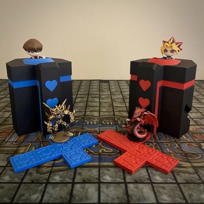 Yugioh Dungeon Dice Monsters Custom Heart Counter + Crest Counter Holder Blk/R/B - Image 1 of 4