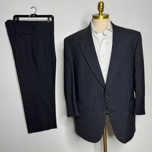 Botany 500 Pinstripe Suit 46R 40W Two Piece Wool Couture Menswear - Picture 1 of 16