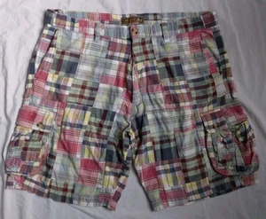 Siegfried Vintage Multicolor Madras Plaid Cargo Shorts Mens Size 38 - Picture 1 of 9