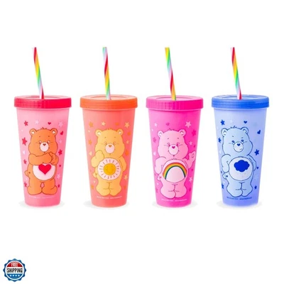 Care Bears Hearts and Stars 4 Pack Plastic Color Changing Tumblers with Rainb... - Image 1 of 4