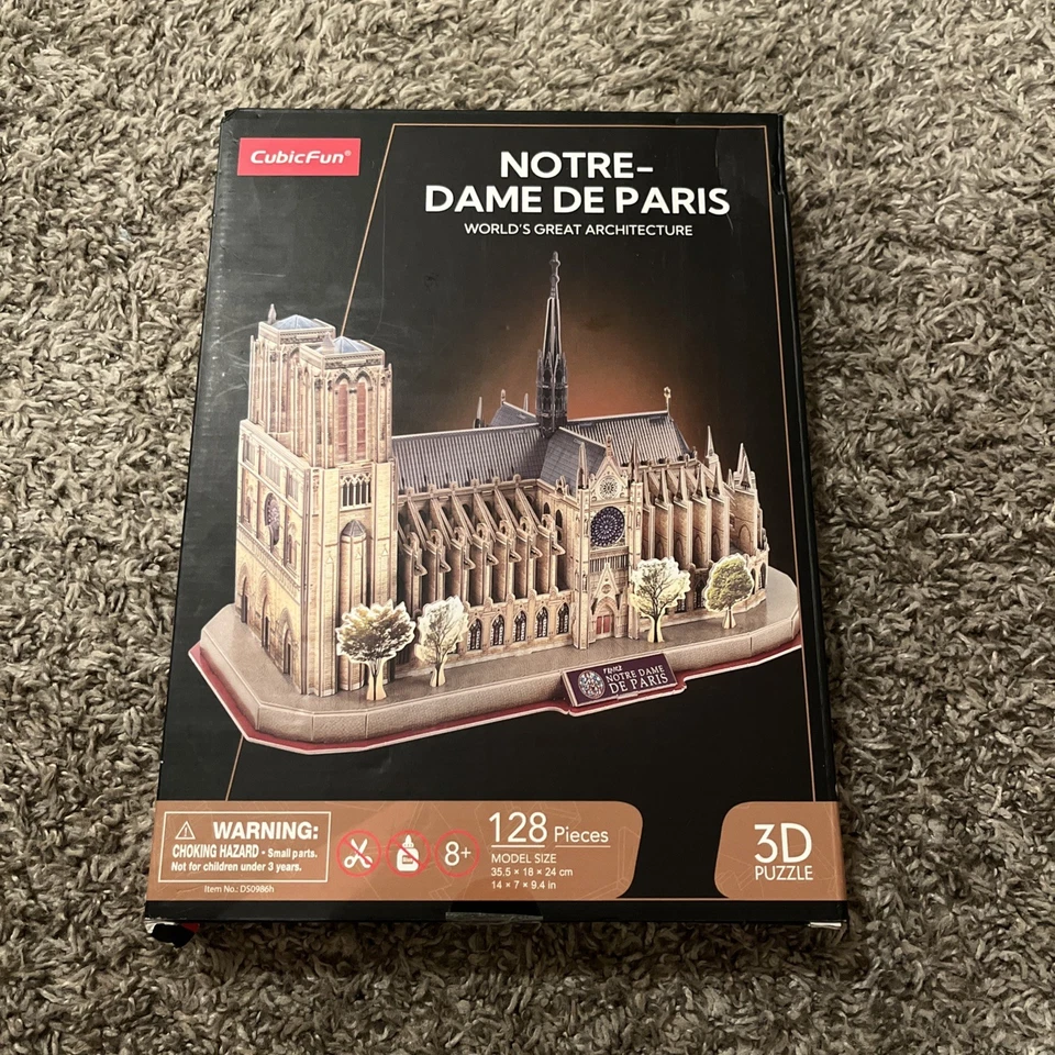 CubicFun 3D Puzzle of Notre Dame de Paris Church Model Kit 293 Pieces NEW Sealed - Image 1 of 4