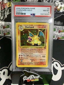 2000 Pokemon Charizard #4 Holo Base Set II 2 WOTC Graded PSA 8 NM-MT - Picture 1 of 2