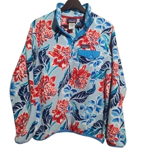 Patagonia Lightweight Synchilla Snap-T Pullover Blue Floral Size Medium - Picture 1 of 6