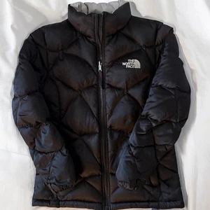 North Face 550 Down Black Puffer Jacket - Girls Large - Picture 1 of 8