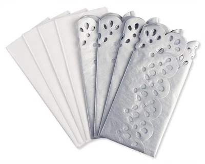 8 Sheet White and Silver Tissue Paper Set for Gifts Decorations and Crafts - Image 1 of 4