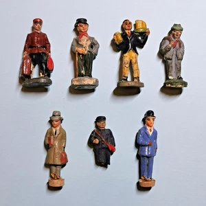 Konvolut, 6 Massefiguren, Eisenbahn-Figuren, Reisende, Kellner, 3,5 cm, 1930er J - Bild 1 von 2