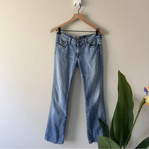 7 For All Mankind Y2K Bootcut 2000s Blue 100% Cotton Jeans Relaxed Fit Low Rise - Picture 1 of 16
