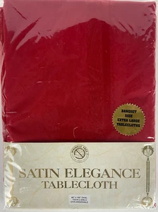 Bardwil Linens Red Tablecloth Satin Elegance 60"X 120" Oval Banquet Size Vintage - Picture 1 of 5