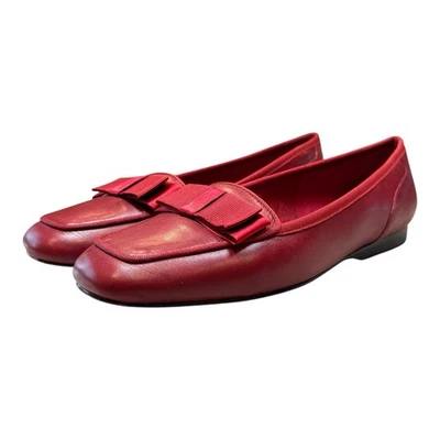Enzo Angiolini Liberty Red Leather Ballet Flats Bow Detail Size 9 - Image 1 of 4