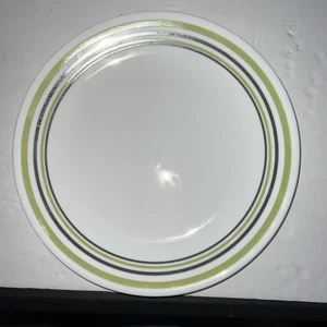 1 Corelle Garden Sketch Essteller 10,25" ~ grün und grau Streifen Bänder ~~ - Bild 1 von 4