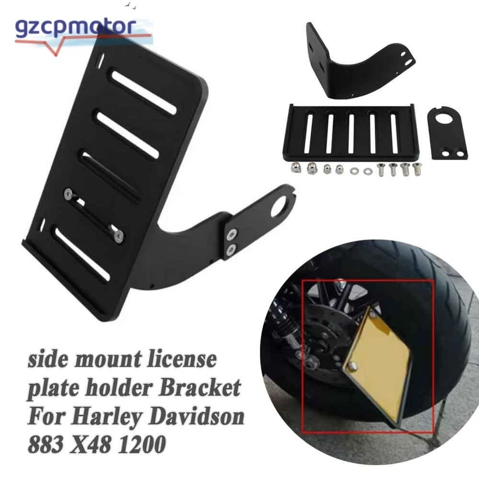 Soporte de matrícula de montaje lateral para Harley Softail Fat Boy Breakout Dyna Foto 1 de 4