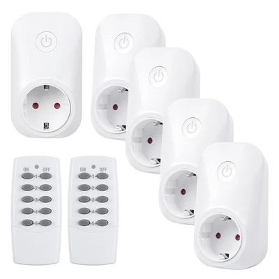 HBN Funksteckdosen Set aus 5 Steckdosen mit 2 Fernbedienungen, 3680W - Bild 1 von 4