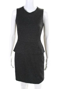 Cynthia Steffe Womens Spotted Textured Zipped Peplum Sheath Dress Black Size 2 - Imagen 1 de 7