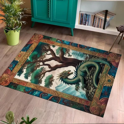 Fantastic Dragon Rug, Japanese Dragon Decor Premium Rectangle Rug - Image 1 of 4