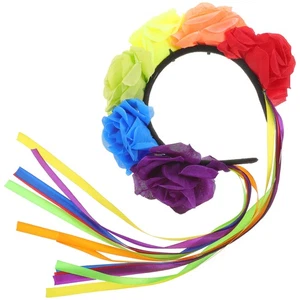 Fascia per capelli fiori arcobaleno festival cerchietti donna ragazza accessorio decorativo - Foto 1 di 12
