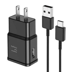 USB-C Charger Plug & 3FT Cable for Samsung Galaxy S21 S22 S23 S24 Black - Picture 1 of 12