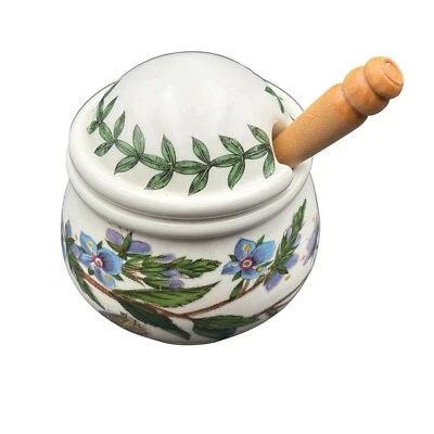 Tarro de condimentos Portmeirion maceta y tapa con cuchara de madera jardín botánico Gran Bretaña Foto 1 de 4