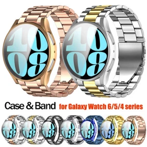 For Samsung Galaxy Watch 6 5 4 40mm 44mm Metal Wrist Band Strap & TPU Cover Case - Picture 1 of 51