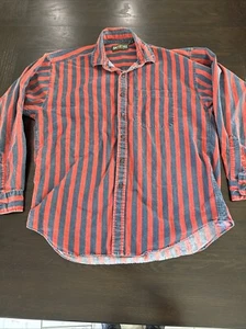 Large Blue Red Stripes American Eagle SHIRT Vtg 90’s Green Label Button USA - Picture 1 of 10