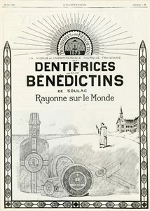 "SAVONS DENTIFRICES BENEDICTINS" Annonce originale entoilée L'ILLUSTRATION 1926 - Picture 1 of 1