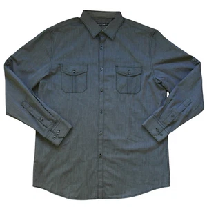 Axist Button Up Gray Shirt Large Long Sleeve Convertible Short Western Roll Tab - Picture 1 of 9