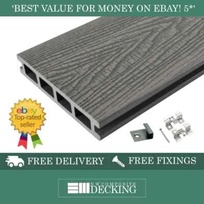 ⚡️SALE⚡️DEEP EMBOSSED COMPOSITE DECKING 3.6M⚡️FREE FIXINGS & DELIVERY INCLUDED - Image 1 of 4