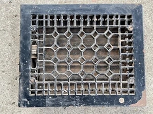 CAST IRON Louvered GRATE Ornate Victorian Furnace HEAT Antique Window Vent c1880 - Picture 1 of 9