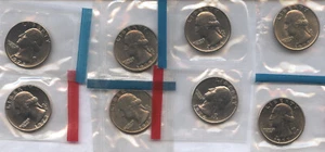 (8) BU Washington Quarters 1973PD, 74PD, 77PD, 78PD sealed in org. gov. plastic - Picture 1 of 9