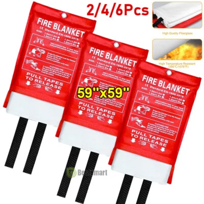 GRANDE Cobertor de Fibra de Vidro PACOTE COM 2/4/6, Cobertor de Supressão de Incêndio 59""x59"" - Imagem 1 de 4