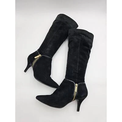 Botas de tacón de gamuza negras con cremallera Ellen Tracy para mujer talla 9,5 Foto 1 de 4