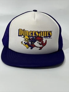 Dinersaurs Cereal Vintage 80s Mesh Snapback Promotional Hat Cap Purple Dinosaurs - Picture 1 of 11