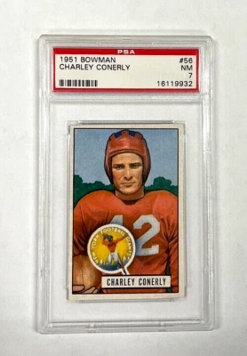 1951 Bowman Charley Conerly #56 PSA NM 7 New York Giants - Image 1 of 3