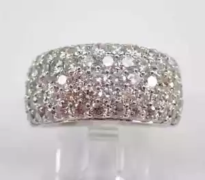 3Ct Round Cut Real Moissanite Pave Dome Women Wedding Ring 14K White Gold Plated - Picture 1 of 10