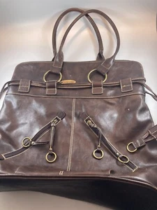 Chinese Laundry Dark Brown Carryall Handbag Large Satchel Purse Faux Leather - Picture 1 of 6