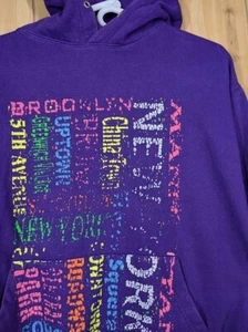 Burroughs of New York Brooklyn LILA Hoodie Medium Vintage Y2K Distressed Streetwear - Bild 1 von 8