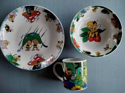 L'ape Maja porcellana 3 pezzi piatti bambini ciotole tazza p:os 2004 - Immagine 1 di 4