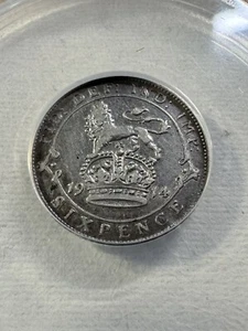 1914 Great Britain Silver 6 Pence Graded VF 35 by ANACS - Picture 1 of 4