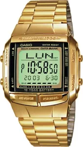Reloj Unisex CASIO DATA BANK DB-360GN-9A Acero Gold Oro Chrono Memo - Imagen 1 de 1
