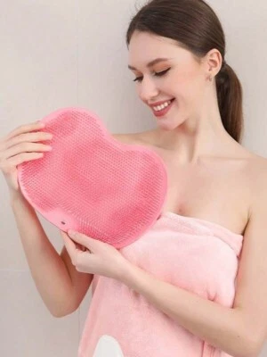 Silicone Shower Foot Scrubber Back Body Brush Massager Pad Mat Bathroom Grey Uk