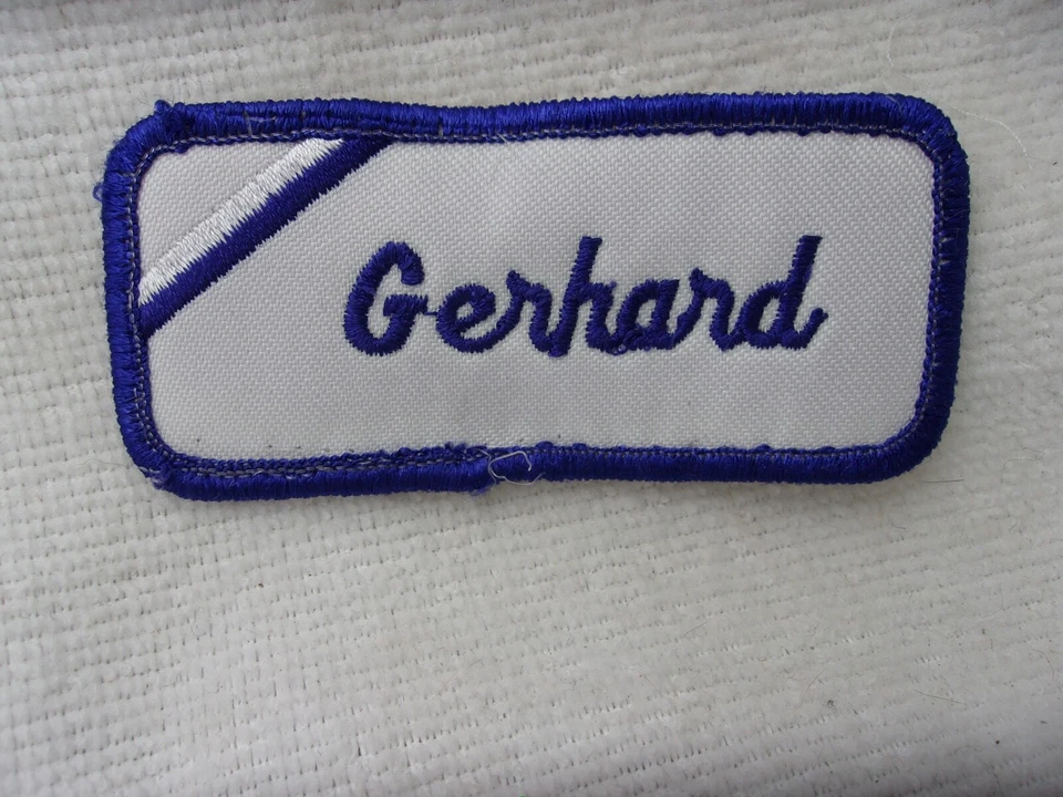 GERHARD USED EMBROIDERED VINTAGE SEW ON NAME PATCH TAGS ASSORTED COLORS  - Image 1 of 1