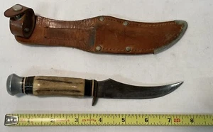 Vintage Anton Wingen JR Othello Solingen Germany 7.5” Hunting Knife Stag Handle - Picture 1 of 14
