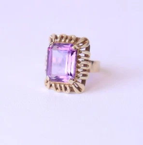 Vintage Amethyst Ring 14k Yellow Gold Size 6,5 - Picture 1 of 7